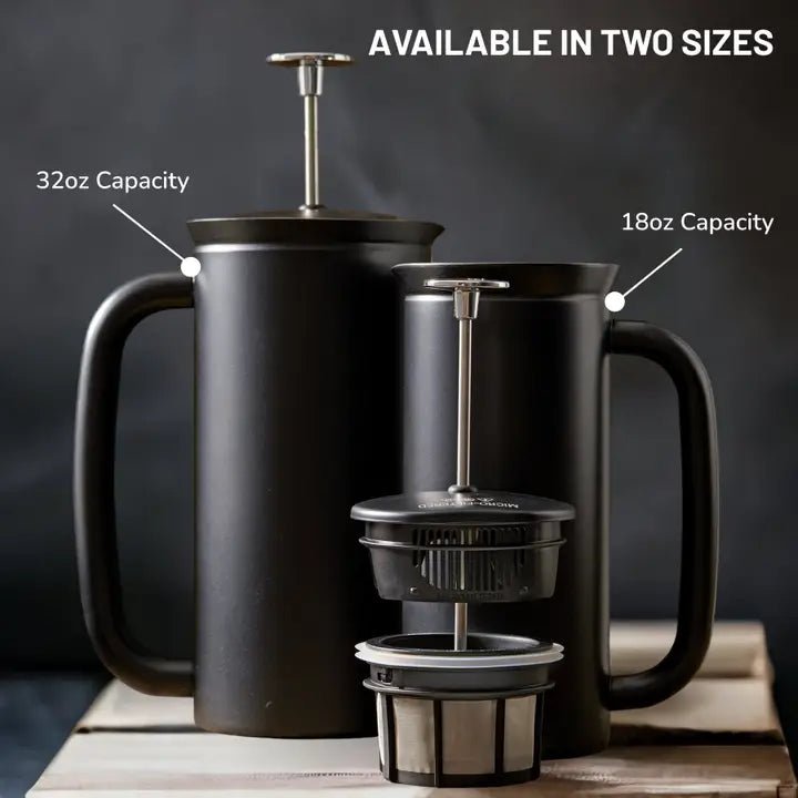 P7 French Press Coffee Maker - Insulated Stainless Steel - Artisan Java Tea