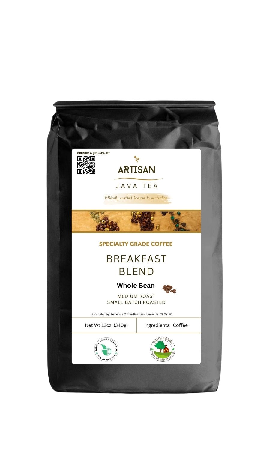 Breakfast Blend | Specialty Grade Coffee in a black bag with label