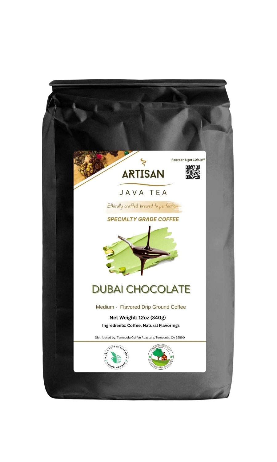 Dubai Chocolate Flavored Coffee | Specialty Grade Coffee | 12oz - Artisan Java Tea