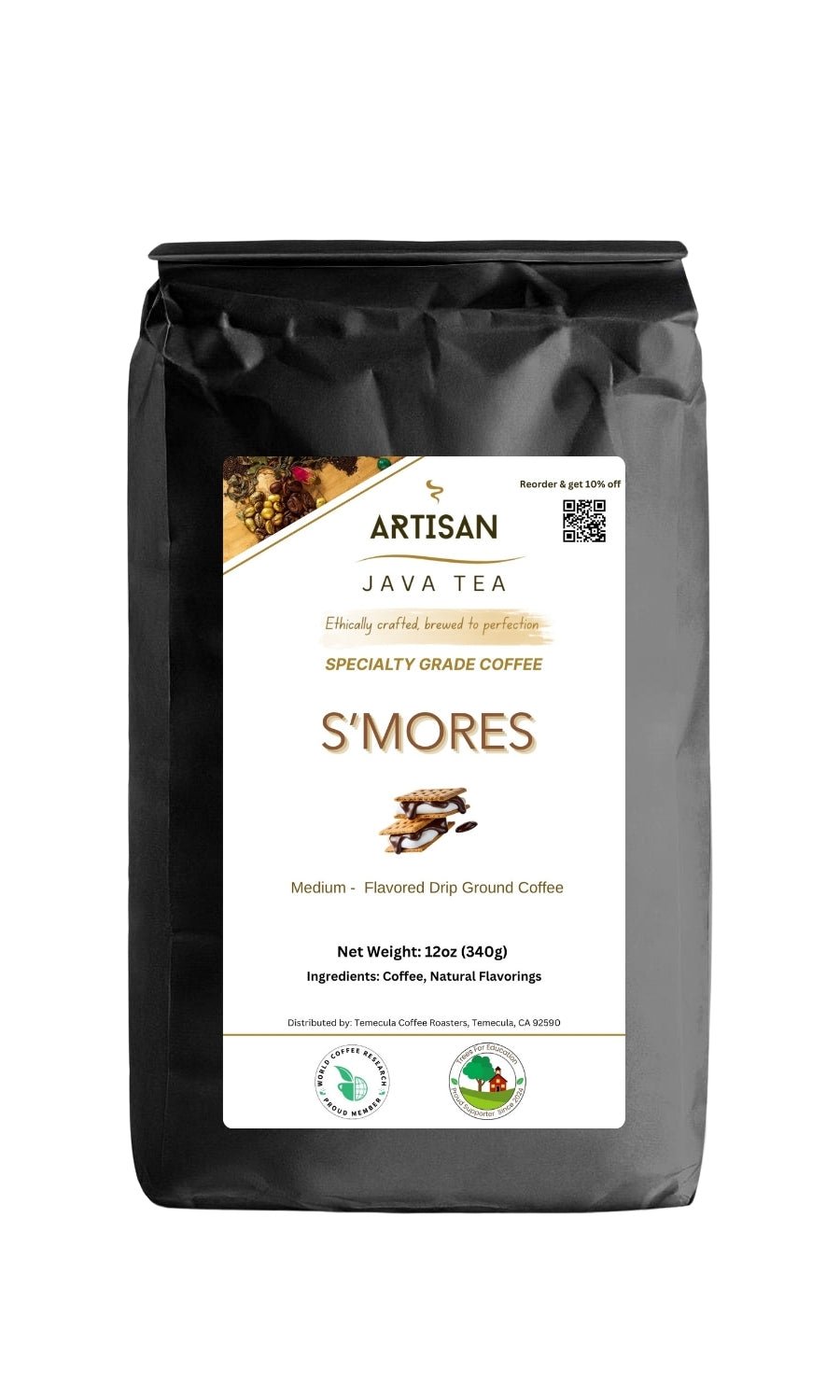 S'mores Flavored Coffee | Specialty Grade Coffee | 12oz - Artisan Java Tea