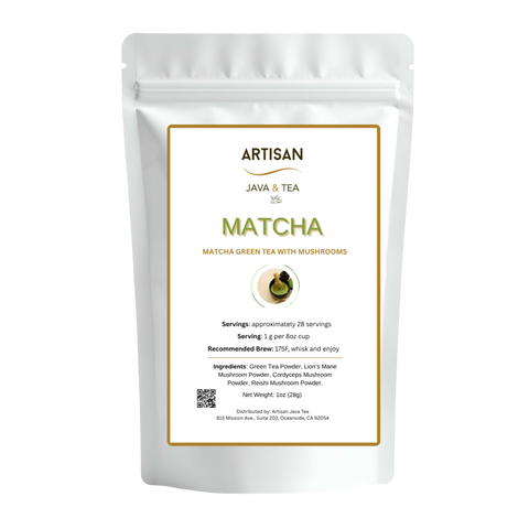 Matcha Green Tea with Mushrooms - Artisan Java & Tea