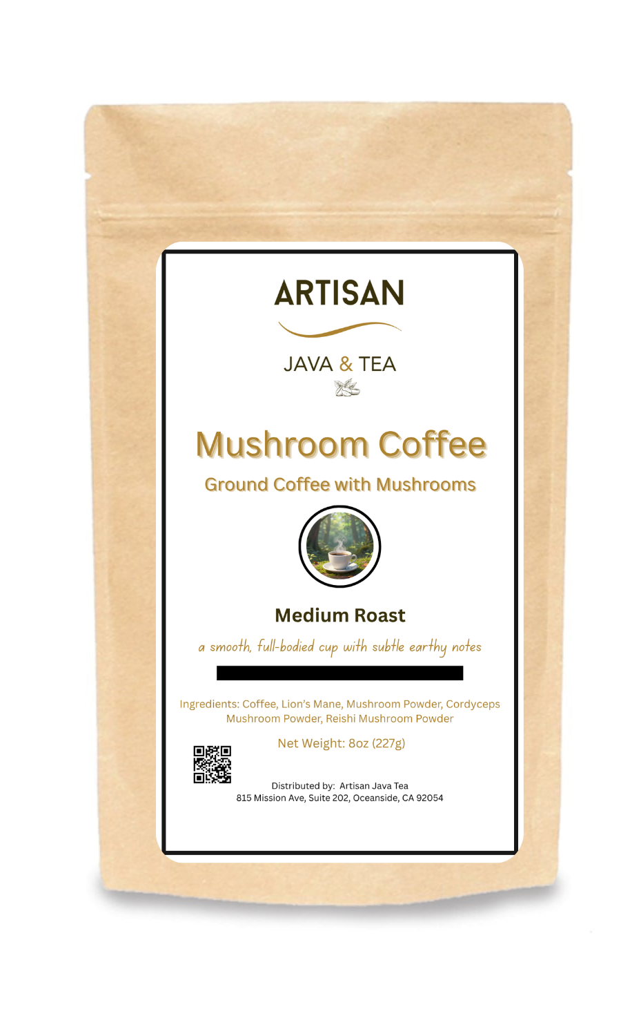 Mushroom Coffee Medium Roast - Ground Coffee with Mushrooms