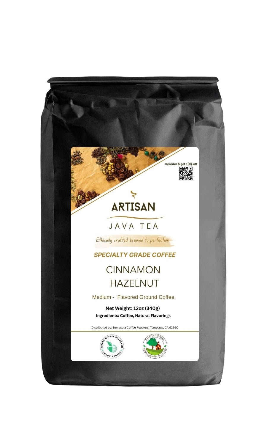 Cinnamon Hazelnut Flavored Coffee | Specialty Grade Coffee | 12oz - Artisan Java Tea
