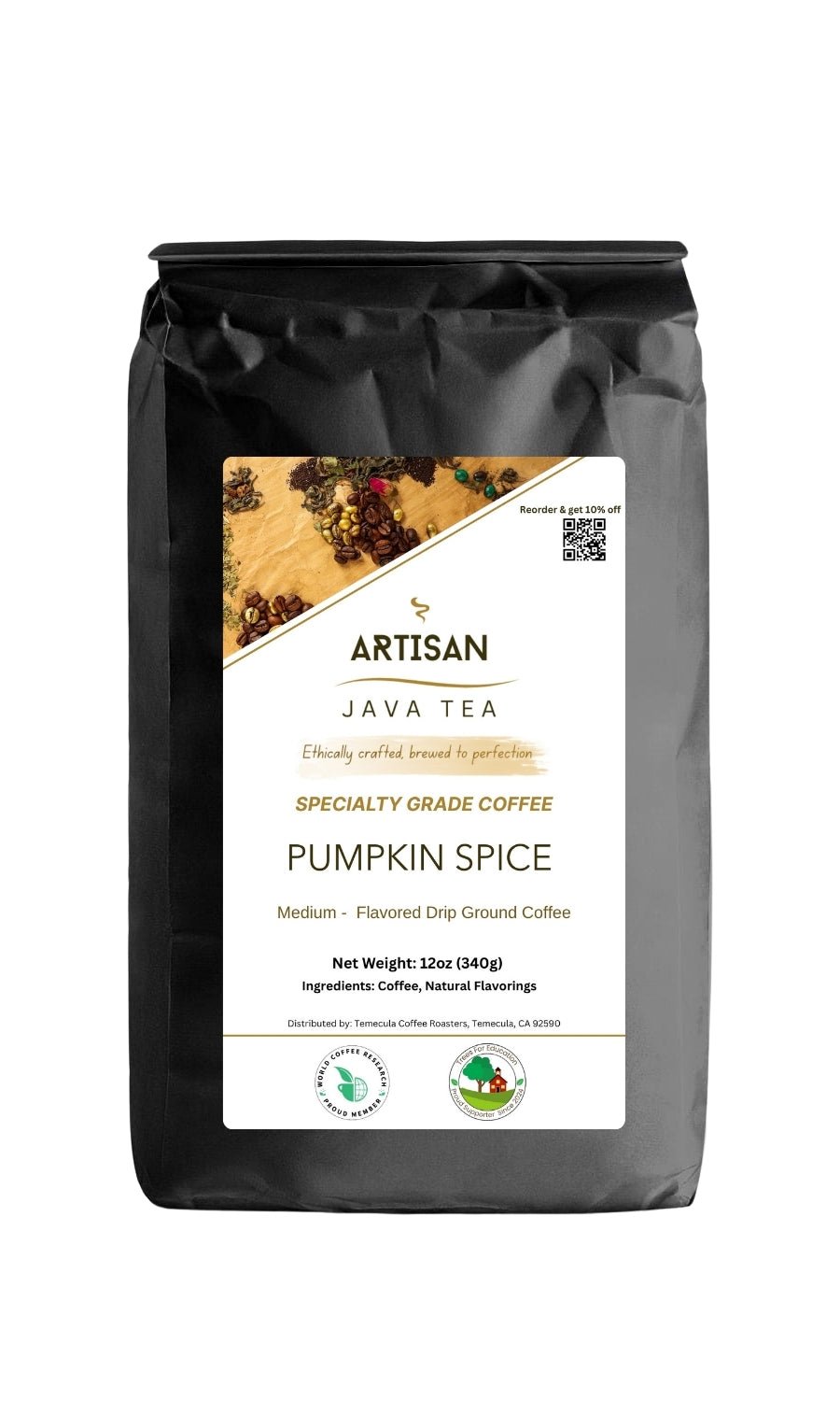 Pumpkin Spice Flavored Coffee | Specialty Grade Coffee | 12oz - Artisan Java Tea